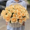 51 персиковая роза Пич аваланш в корзине